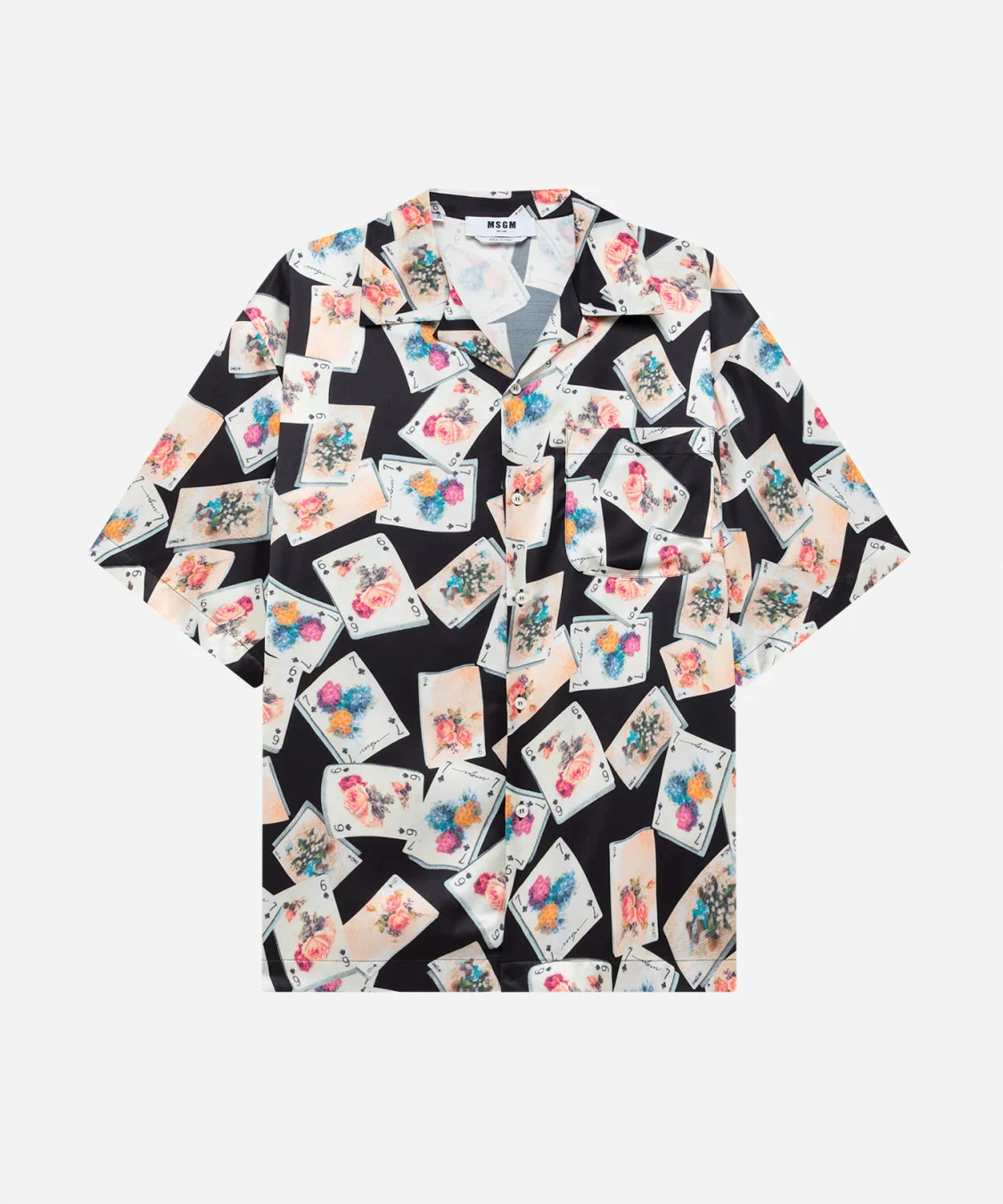 Printed shirt with bowling collar - 1