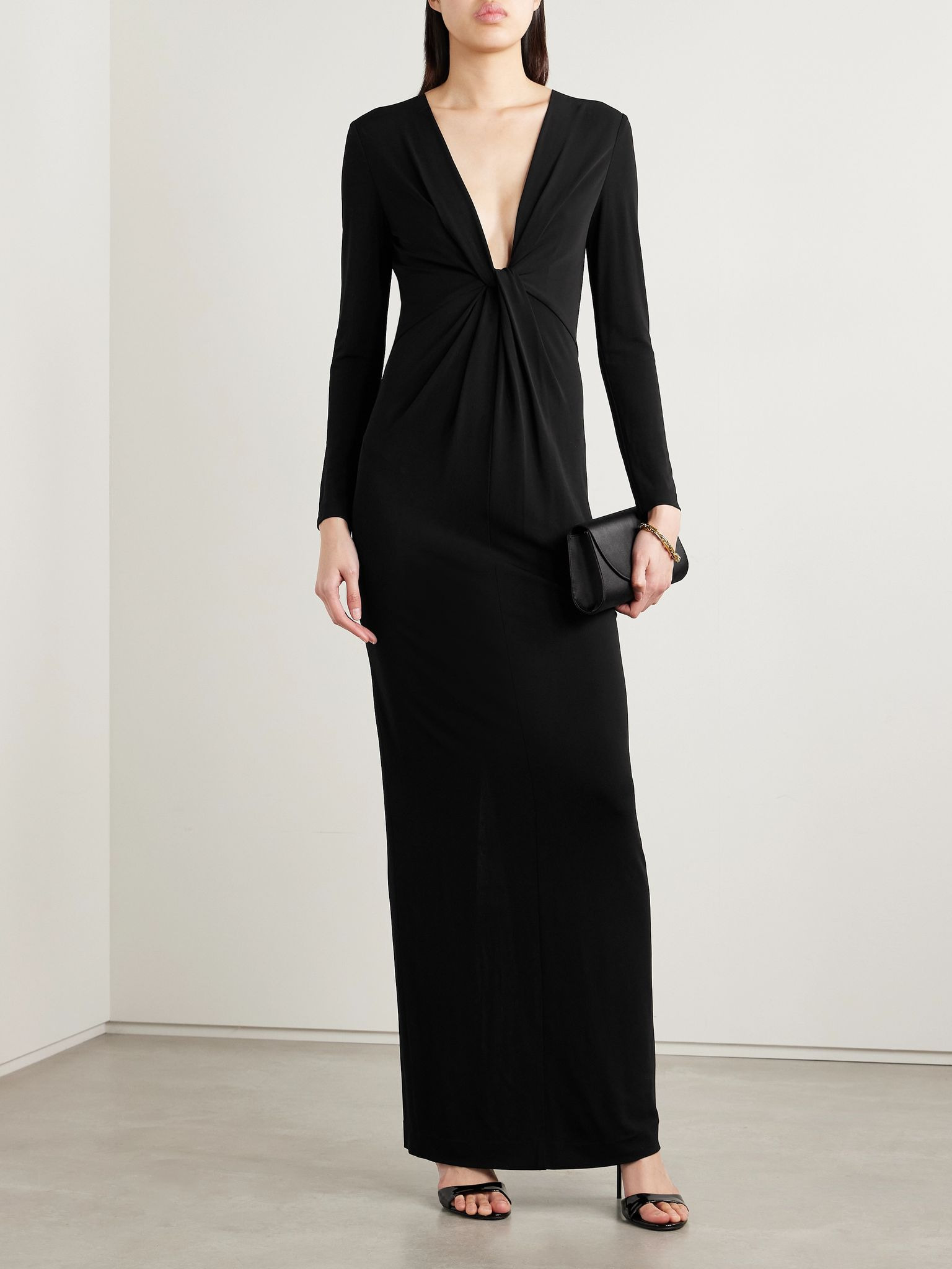 Tavi twist-front jersey dress Black - 2