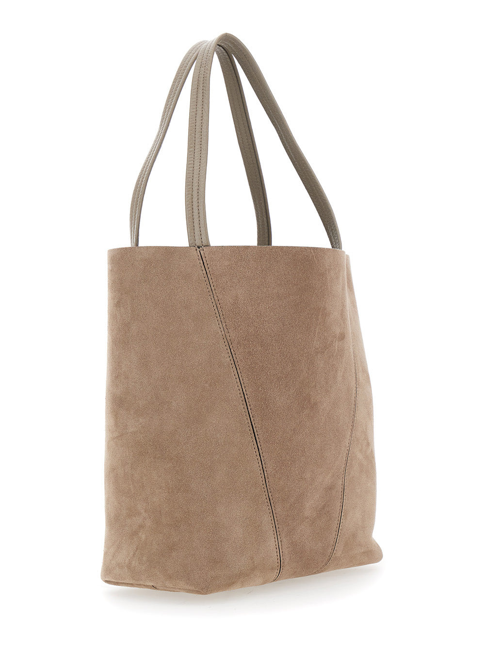 Chloé Women 'Spin' Grey Shoulder Bag With Chain-Link Detail With Logo Charm In Suede Woman - 3