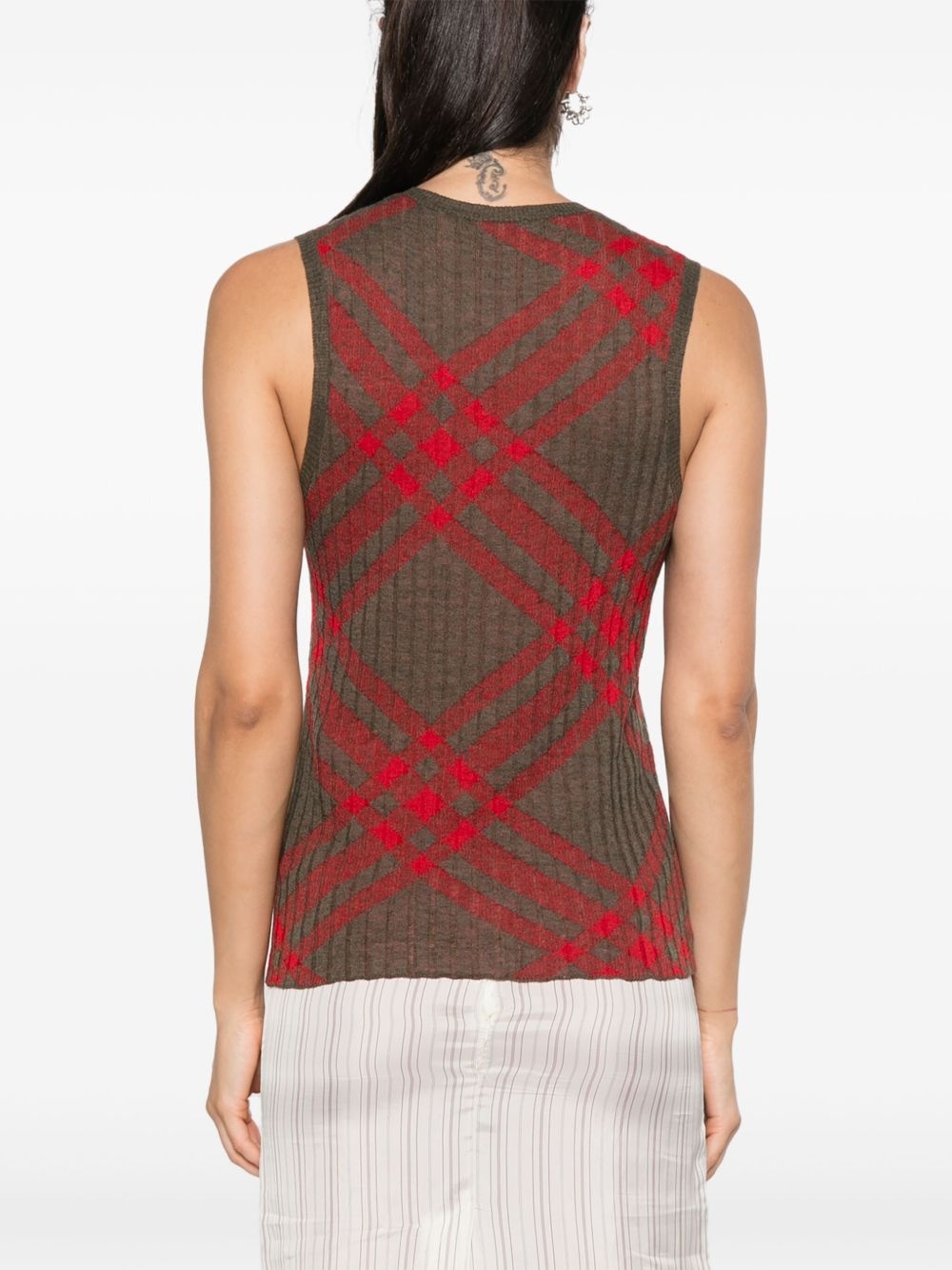 Check Wool Blend Tank Top - 4