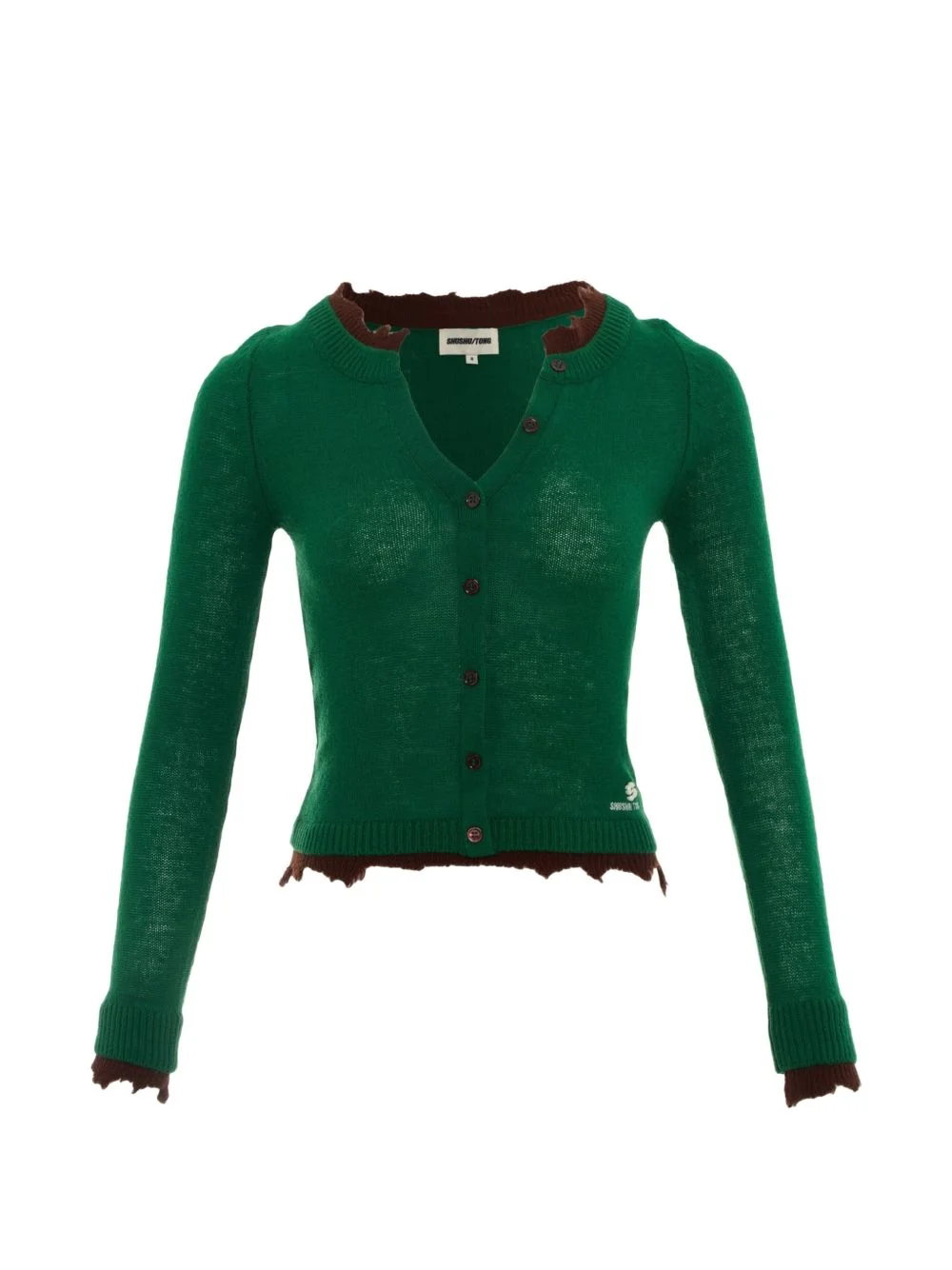 contrast-trim raw-edge cardigan - 1