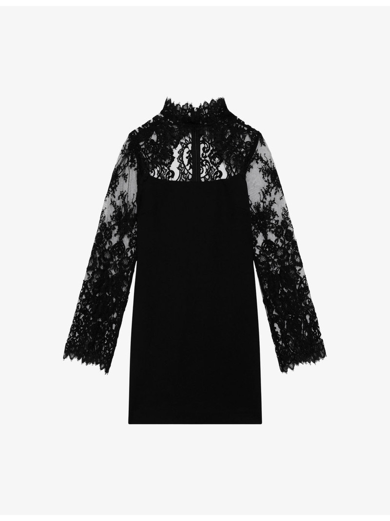 Lace-Embroidered Cut-Out Woven Mini Dress 1