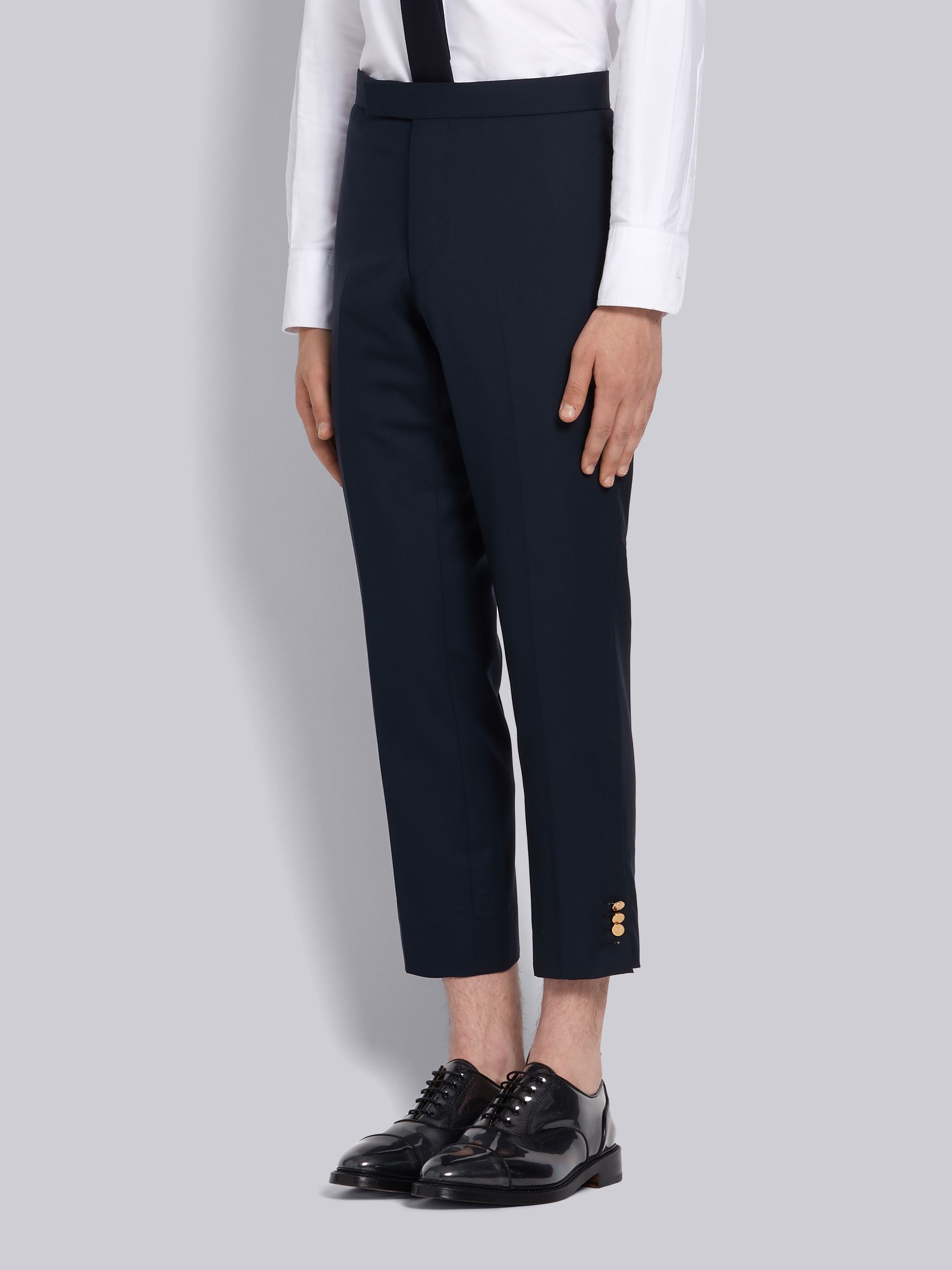 Navy Super 120s Twill Mid-rise Slim Trouser - 2