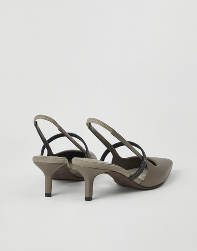 Brunello Cucinelli Nappa leather city heels with shiny strap outlook