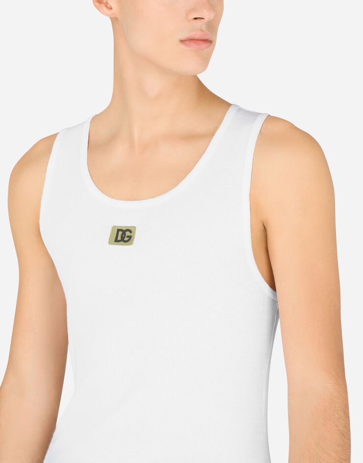 Fine-rib cotton jersey singlet with DG patch - 4