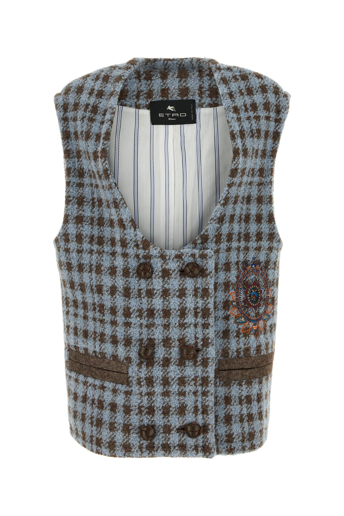 Embroidered wool blend vest - 1