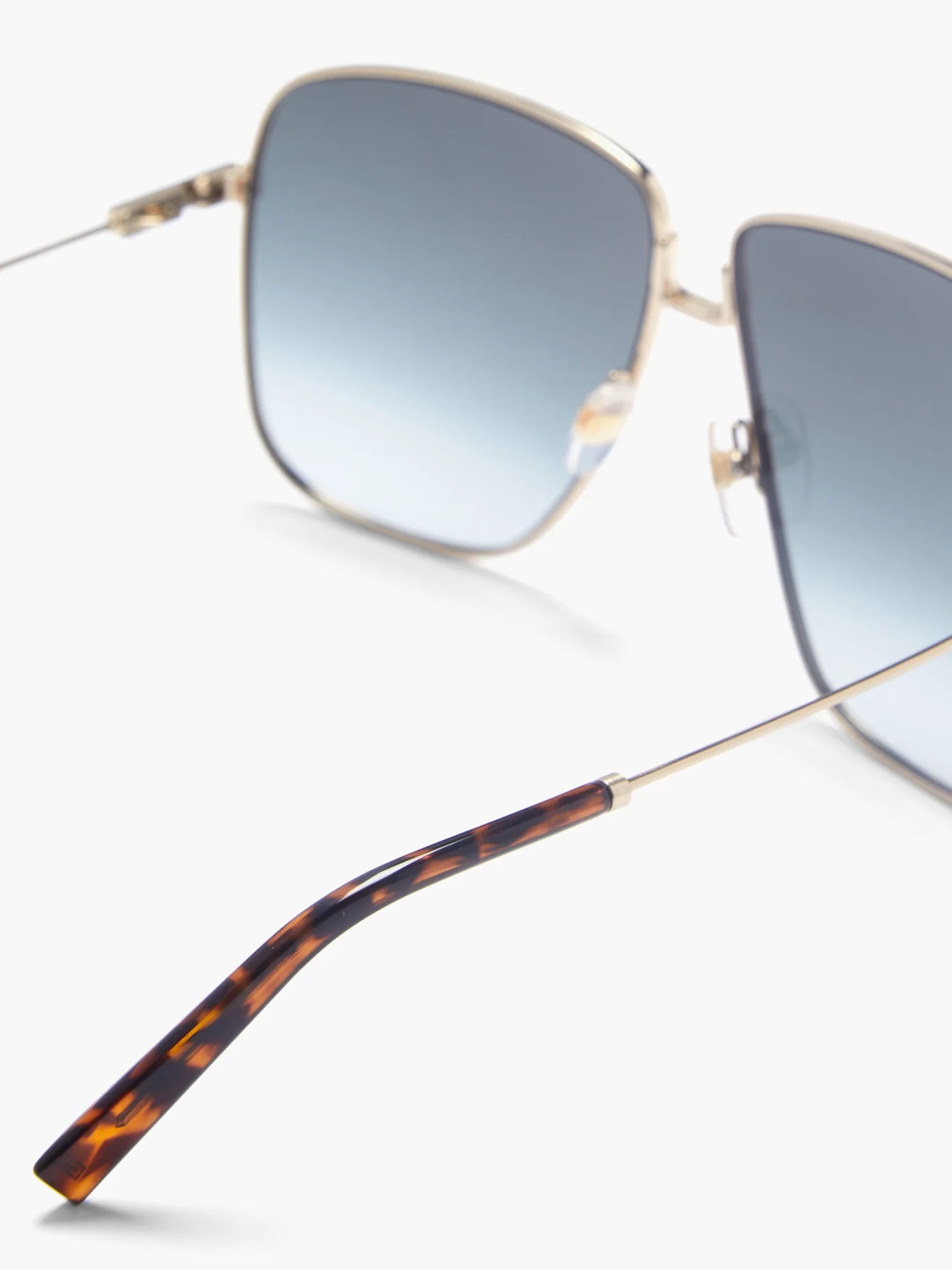 Oversized-square metal sunglasses and chain - 4