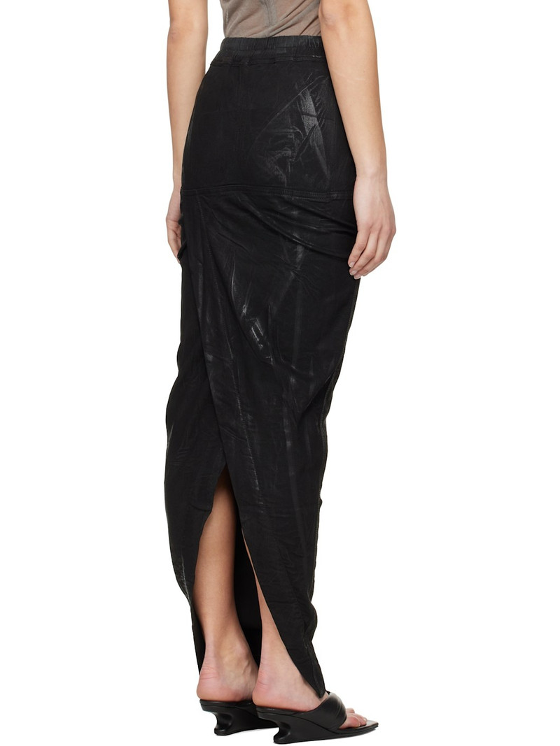 Black Pull On Pillar Denim Maxi Skirt 3