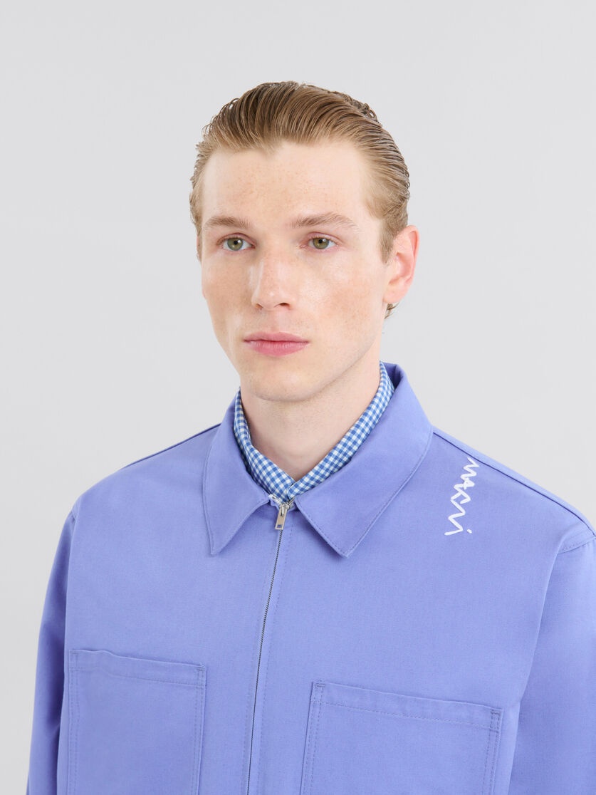 INDIGO ORGANIC COTTON SHIRT WITH MARNI SYMBOL - 4