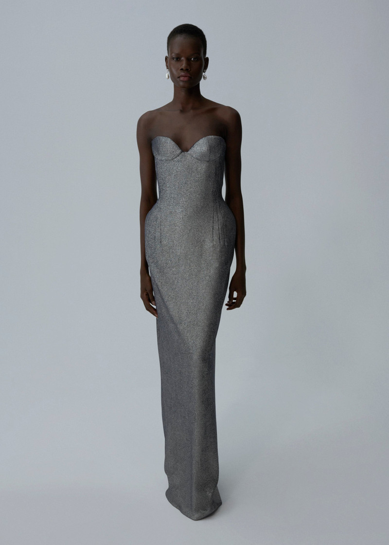 MAGDA BUTRYM Strapless hourglass maxi dress in graphite outlook