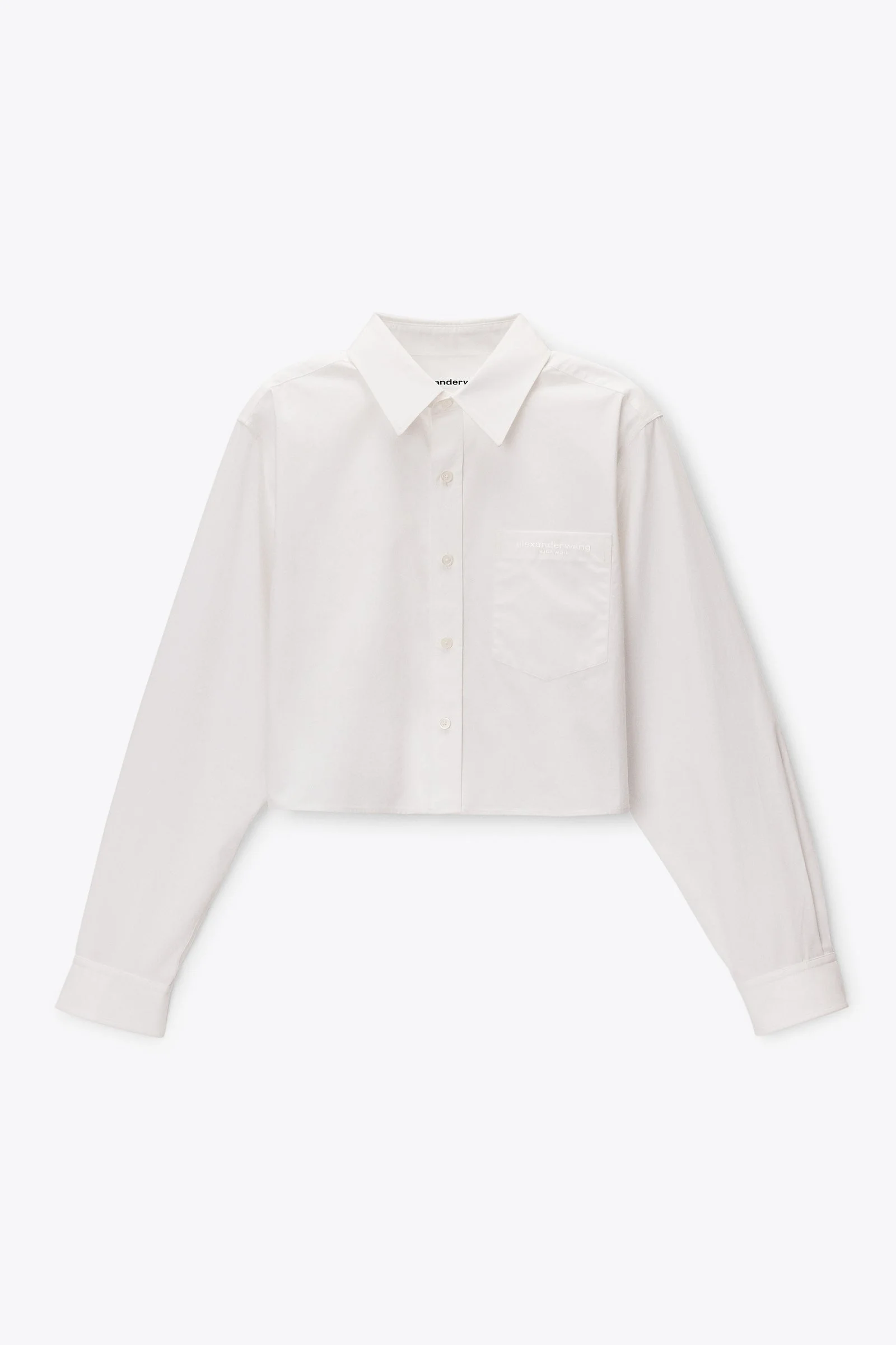 embroidered logo cropped shirt - 1