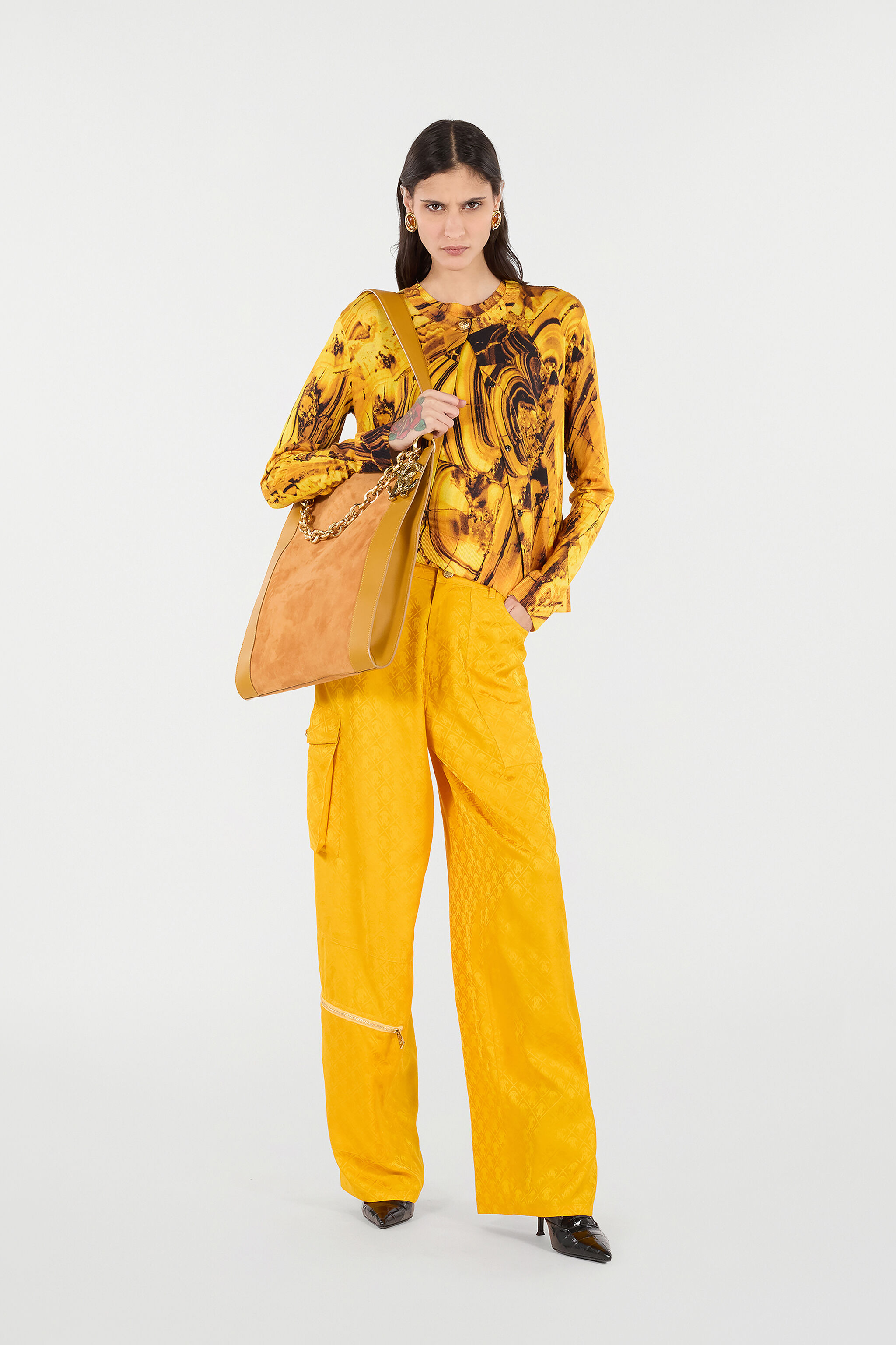 Silk And Wool Sweater With Amber Print - 2
