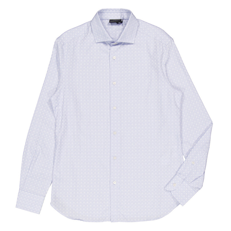 Emporio Armani All-Over Jacquard Logo Pattern Cotton Shirt - 5