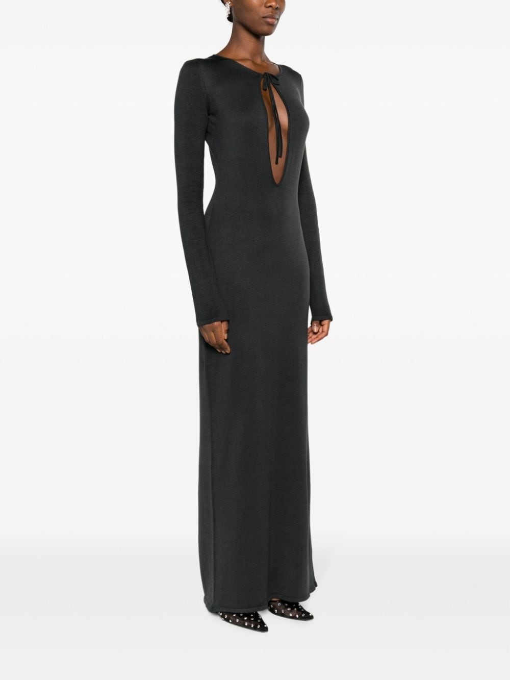 cut-out silk maxi dress - 3
