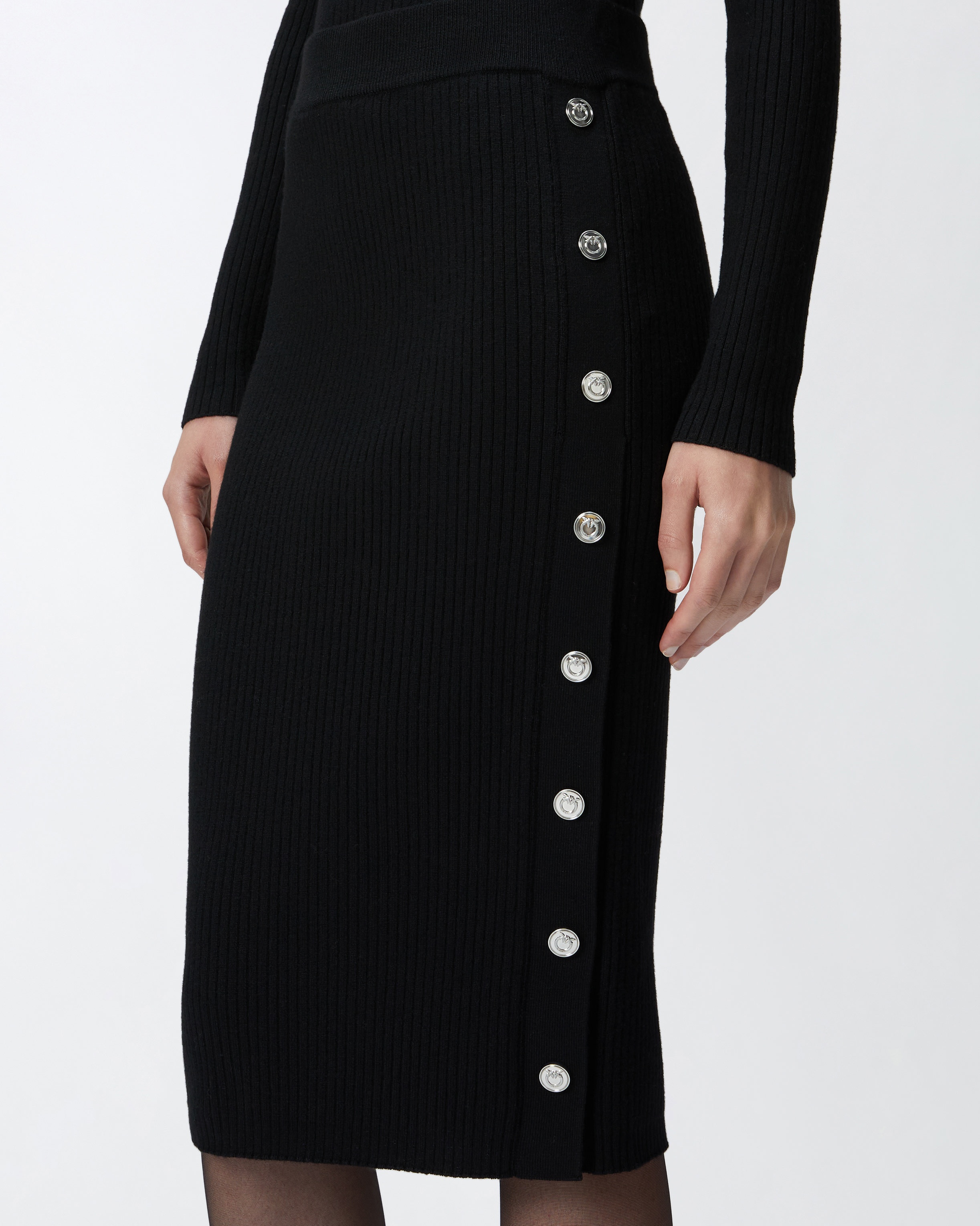 RIBBED CALF-LENGTH SKIRT WITH BUTTONS - 5