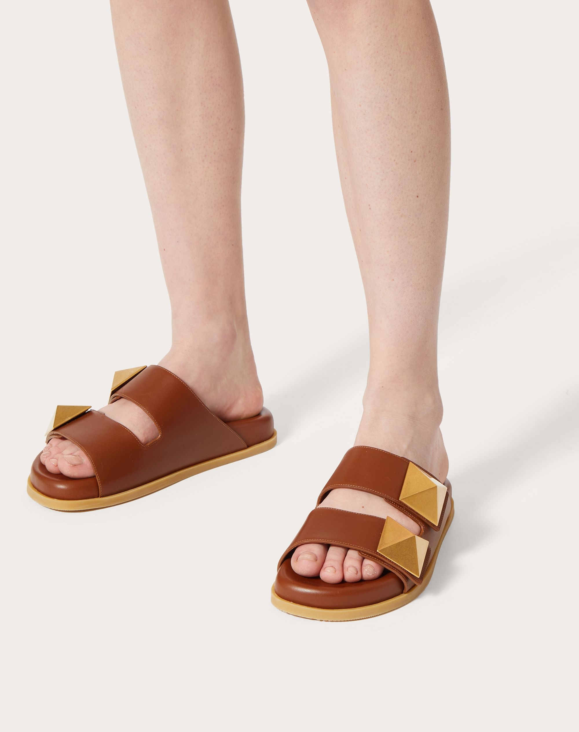 ONE STUD CALFSKIN SLIDE SANDAL - 6