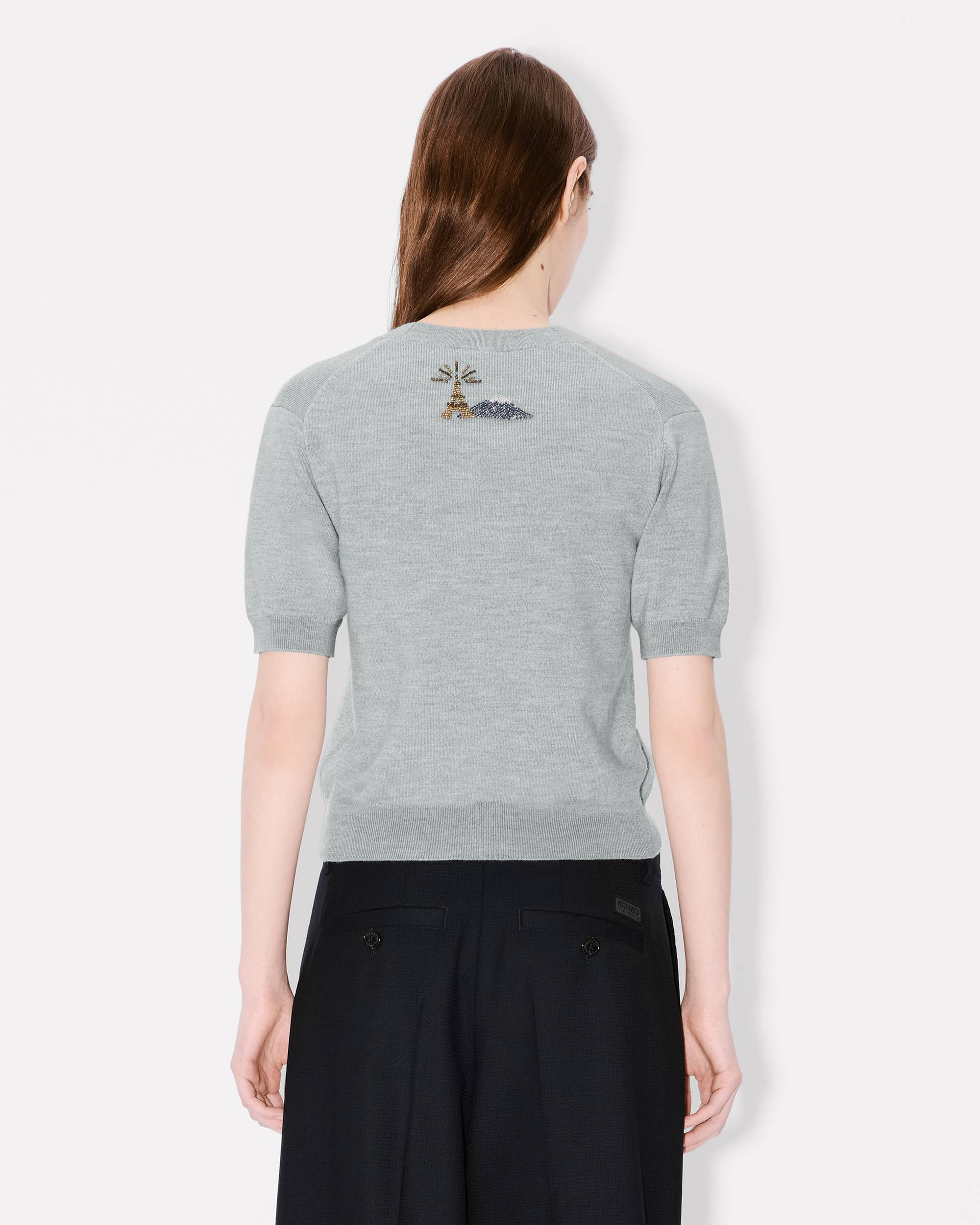 Beaded trims top in light wool - 4