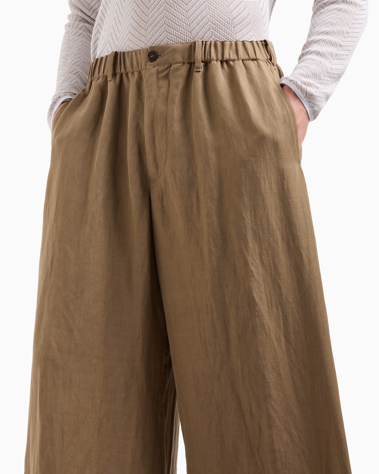 LINEN AND SILK WIDE TROUSERS - 5