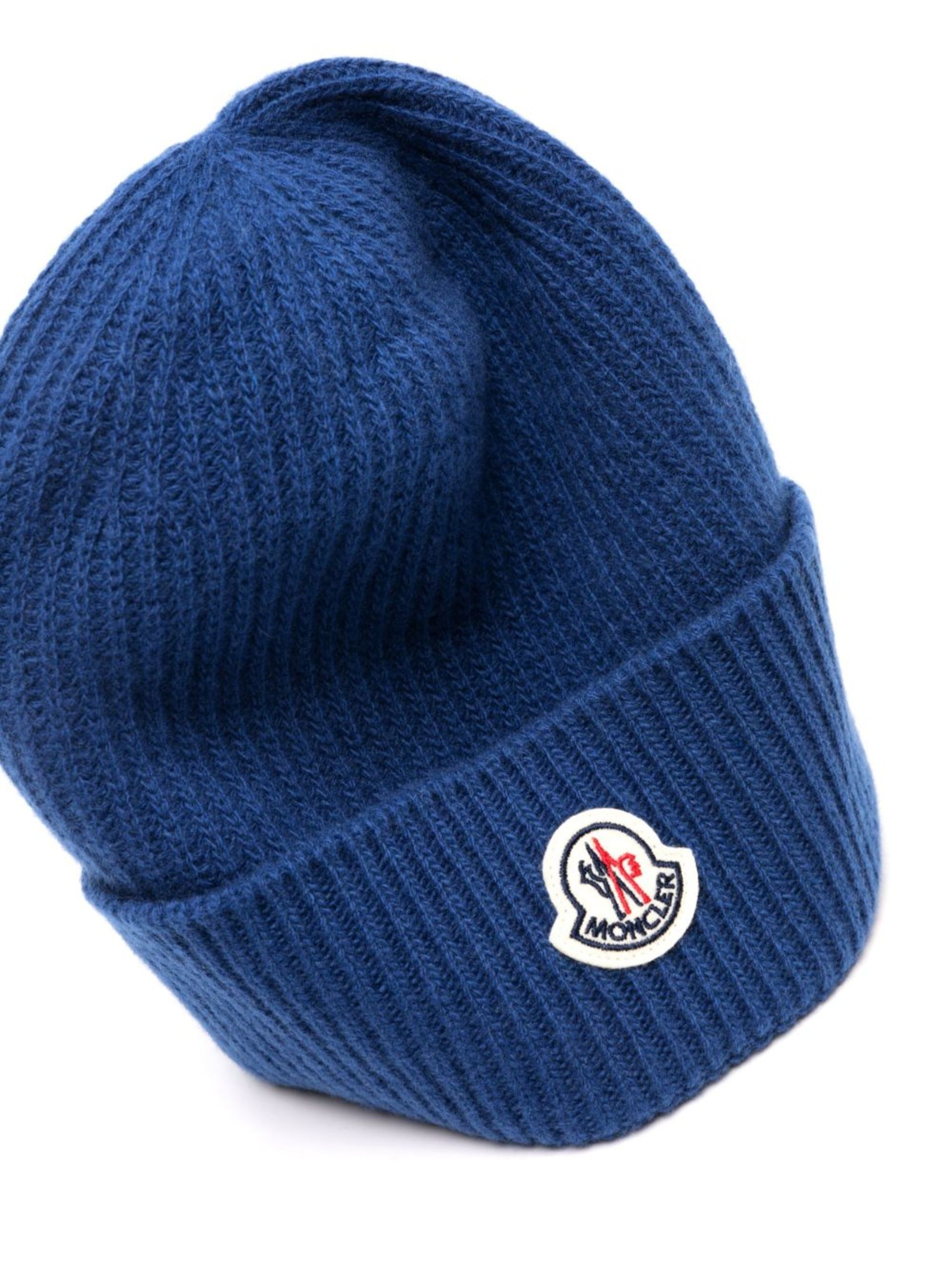 Blue Logo-Patch Ribbed-Knit Beanie - 2