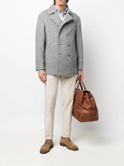 Brunello Cucinelli Caban chevron-knit coat outlook