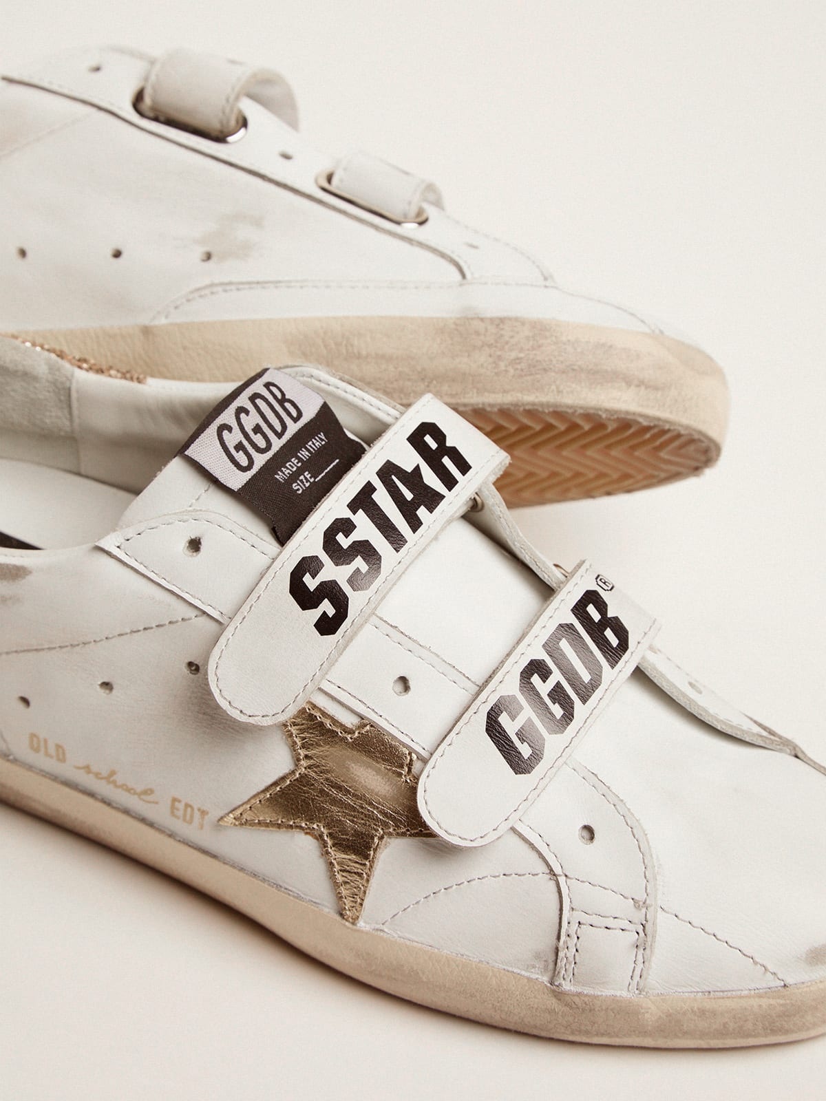 Golden Goose Old School sneakers with gold laminated leather star |  REVERSIBLE
