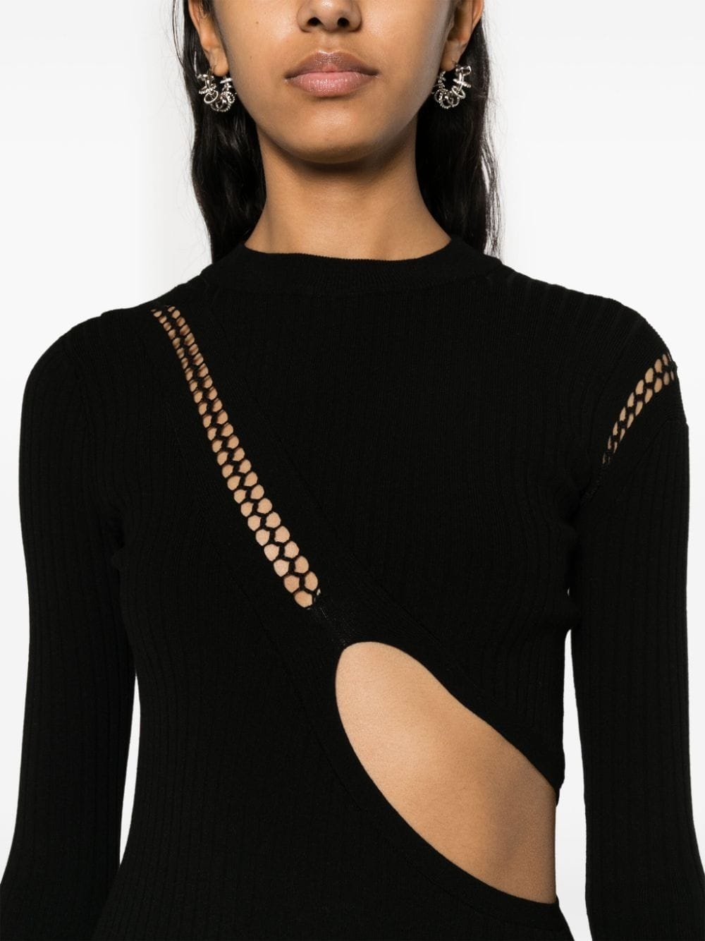 cut-out ribbed-knit minidress - 5