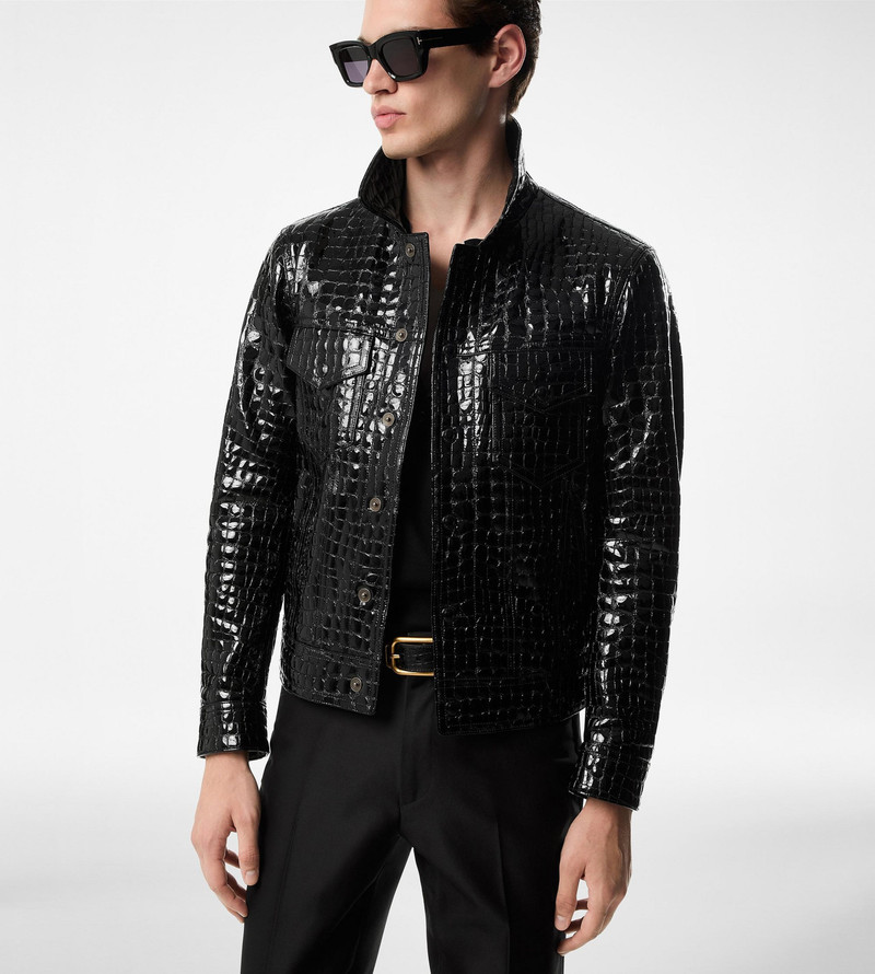 TOM FORD PATENT STAMPED CROC JEAN JACKET outlook