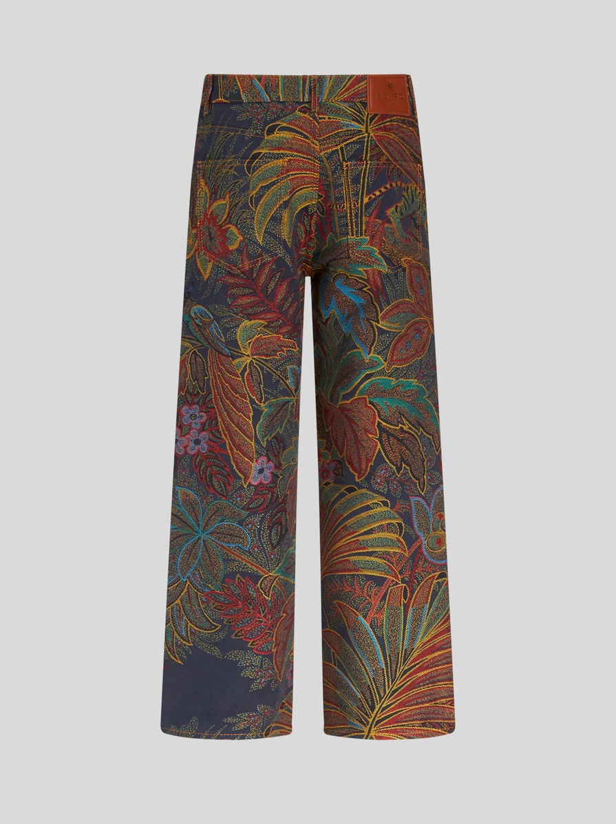 JACQUARD JEANS WITH FOLIAGE PATTERN - 2