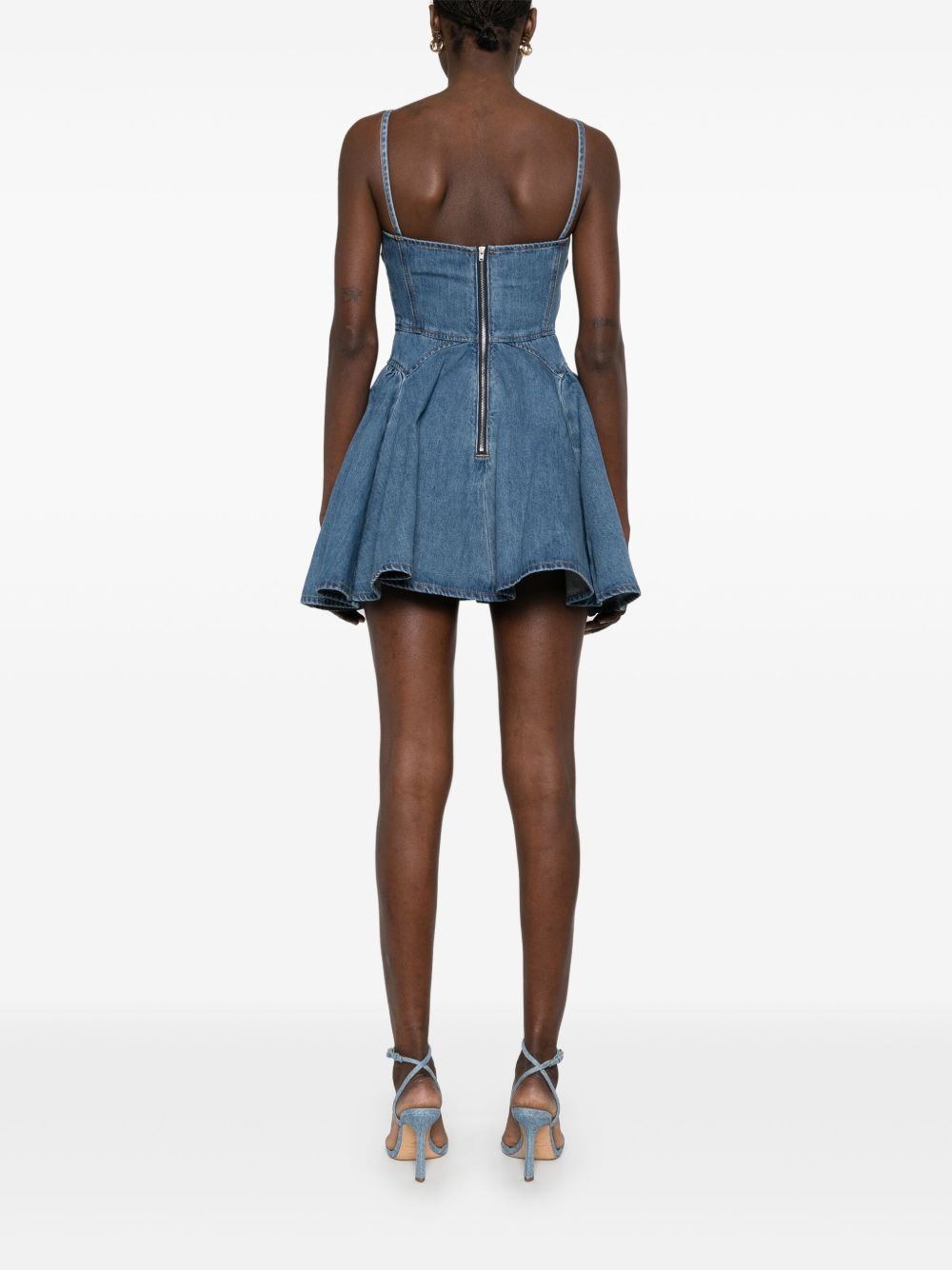 denim flared mini dress - 4