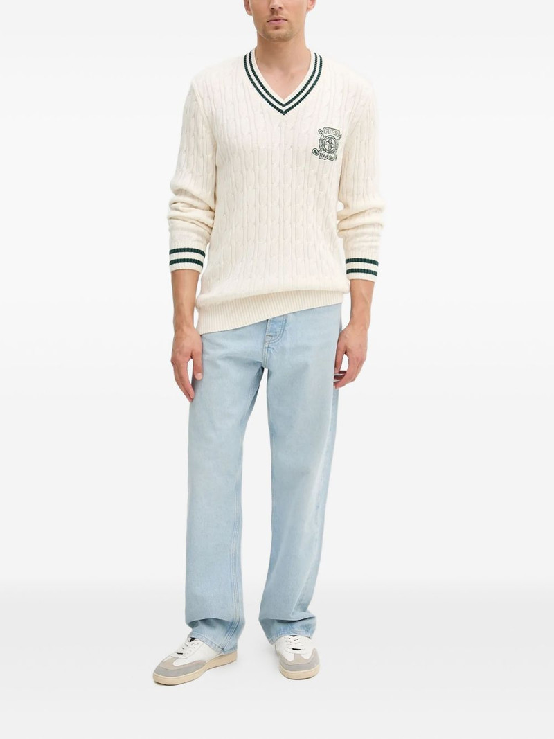 GUESS USA cable-knit V-neck sweater outlook