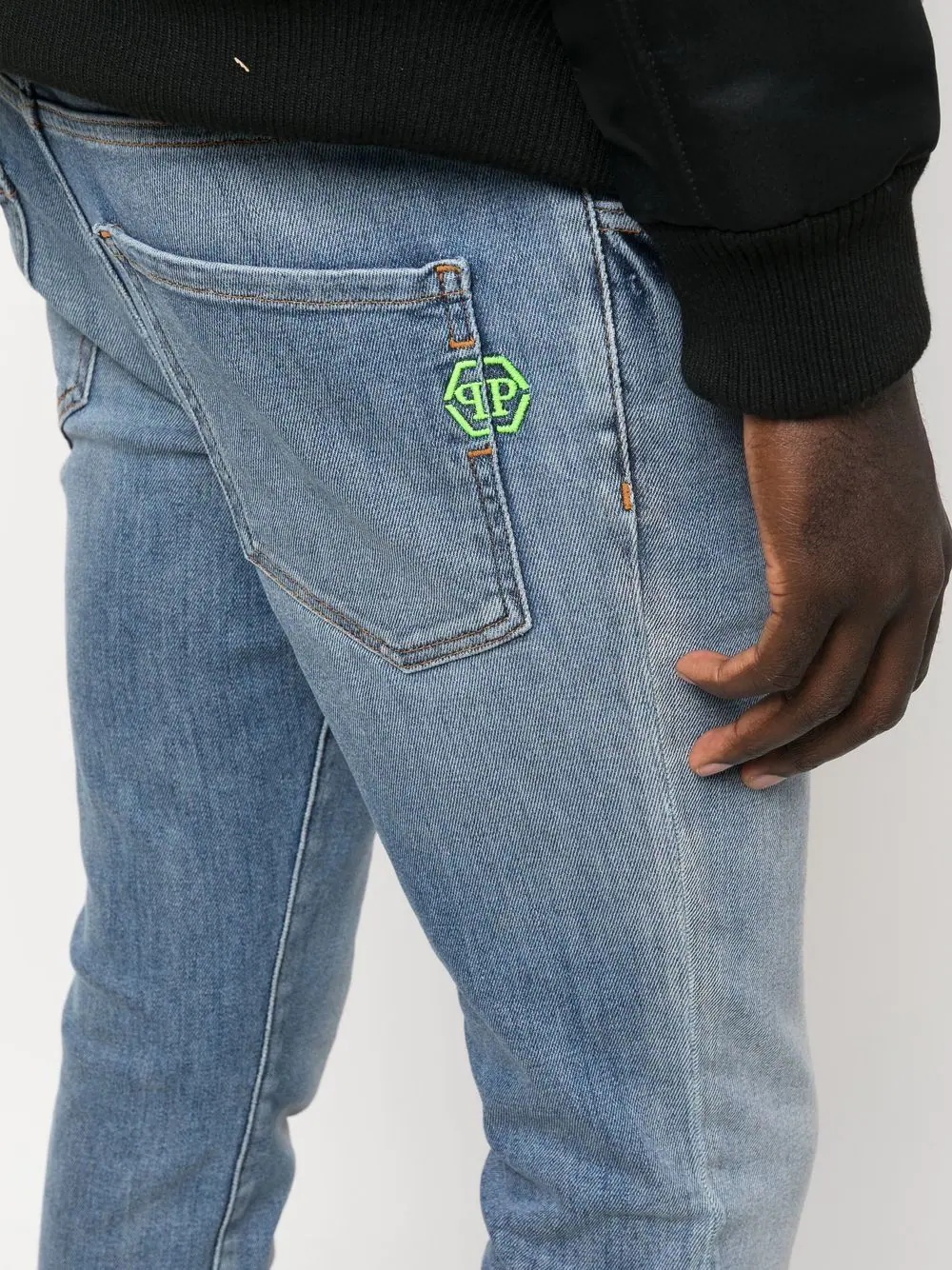 embroidered-logo skinny-cut jeans - 5