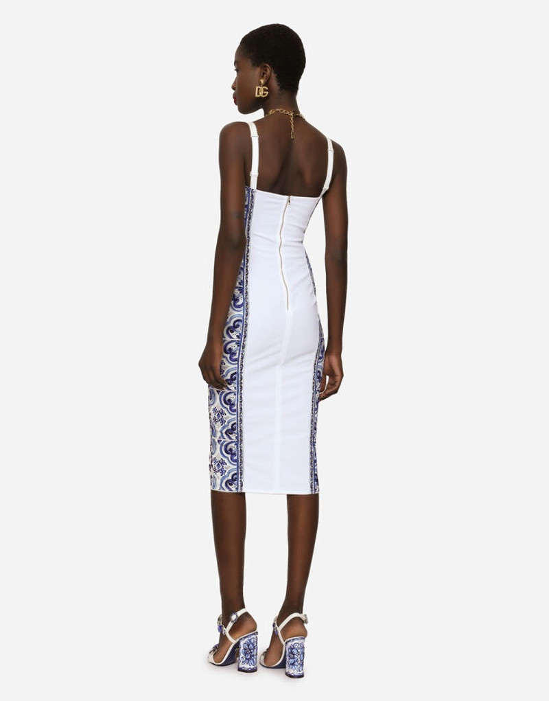 Majolica-print charmeuse bustier dress 2
