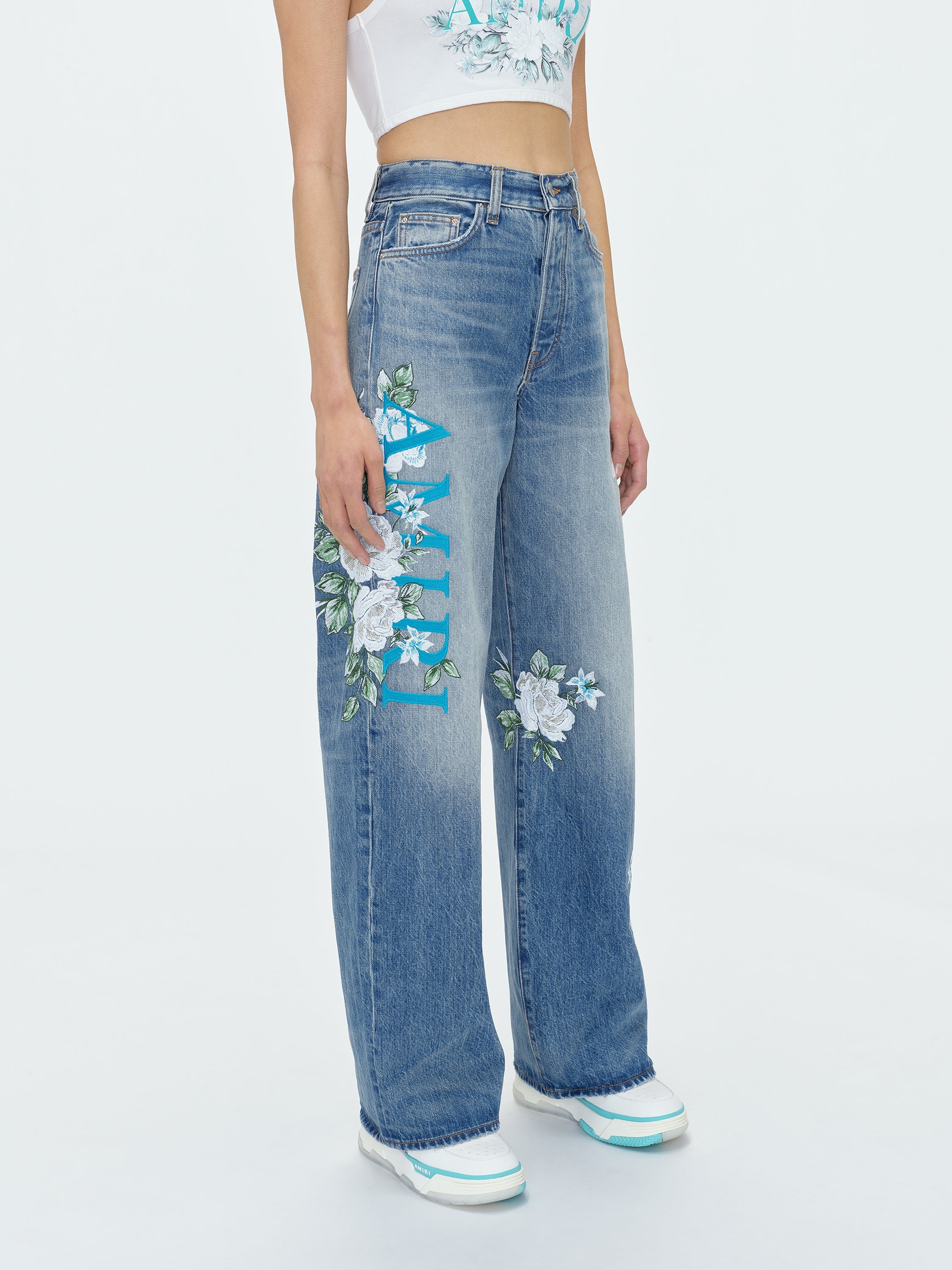 AMIRI FLORAL WIDE LEG JEAN - 4