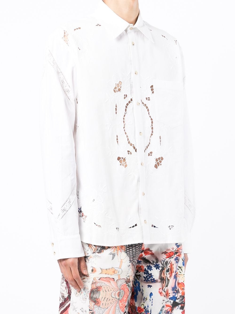floral embroidered cut-out shirt - 3