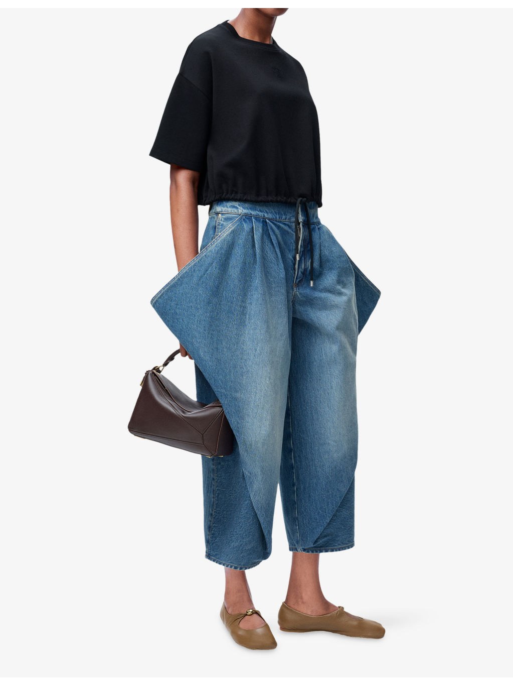 Round-Neck Cropped Cotton-Blend T-Shirt - 2