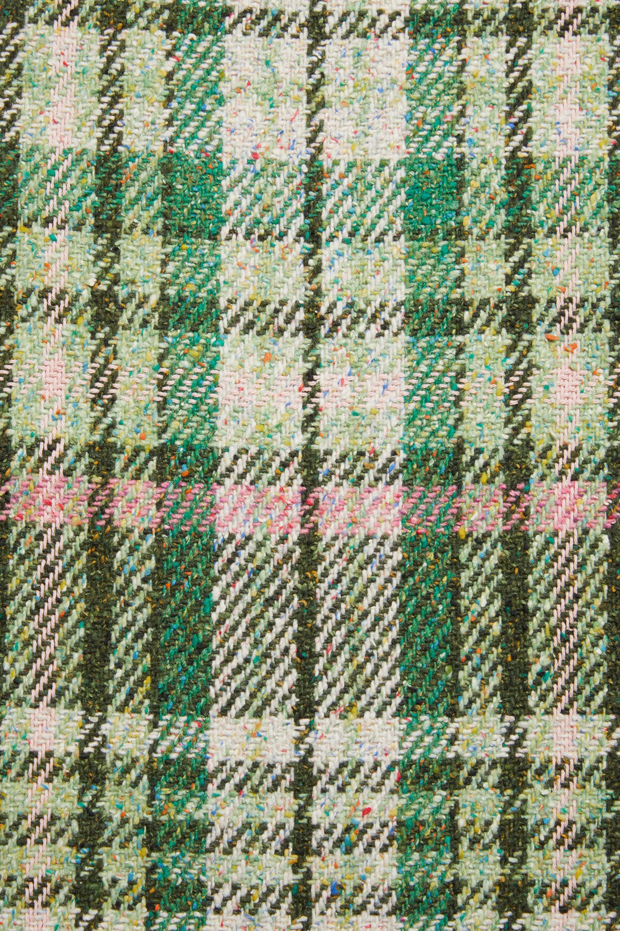 Plaid fringe scarf - Green - 5