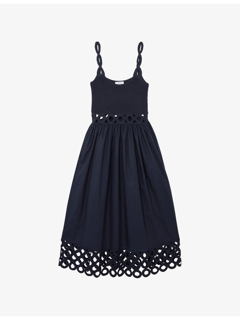 Rita Cut-Out Knitted and Cotton Midi Dress 1