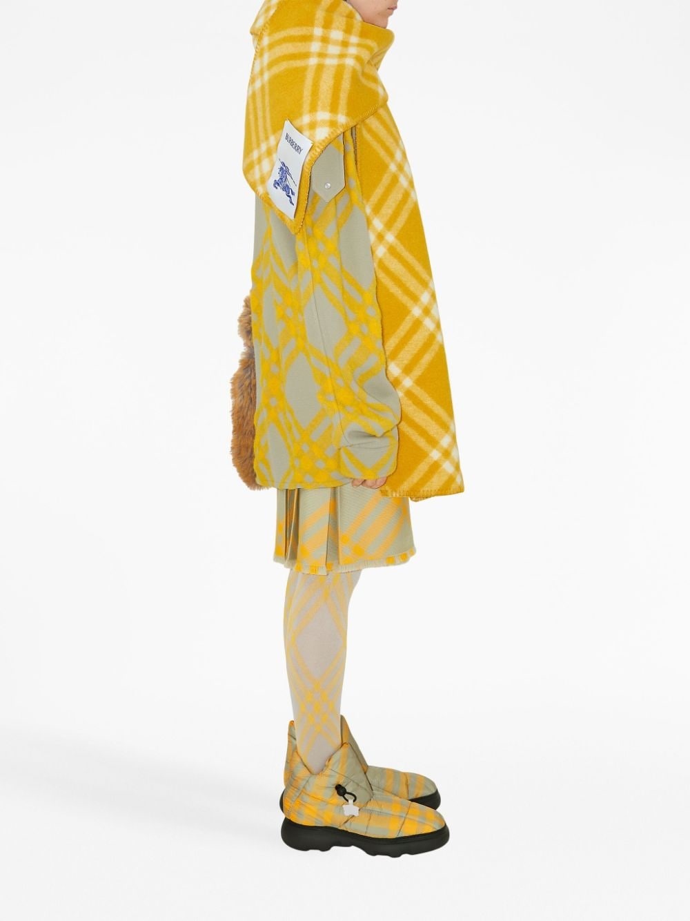 check-pattern frayed kilt - 3