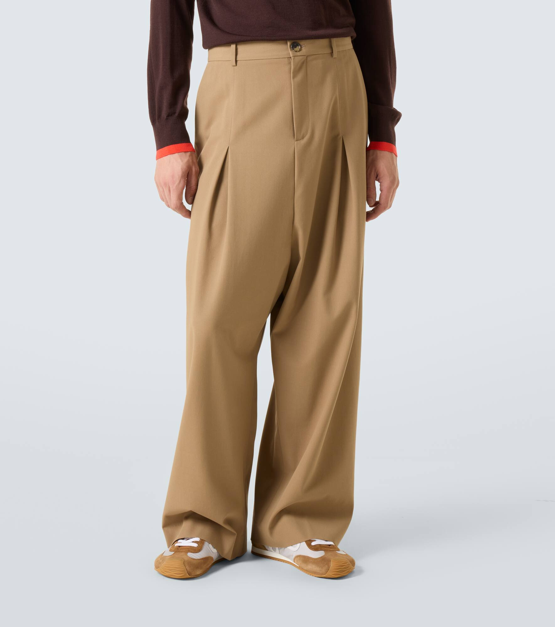 Cotton twill wide-leg pants - 3