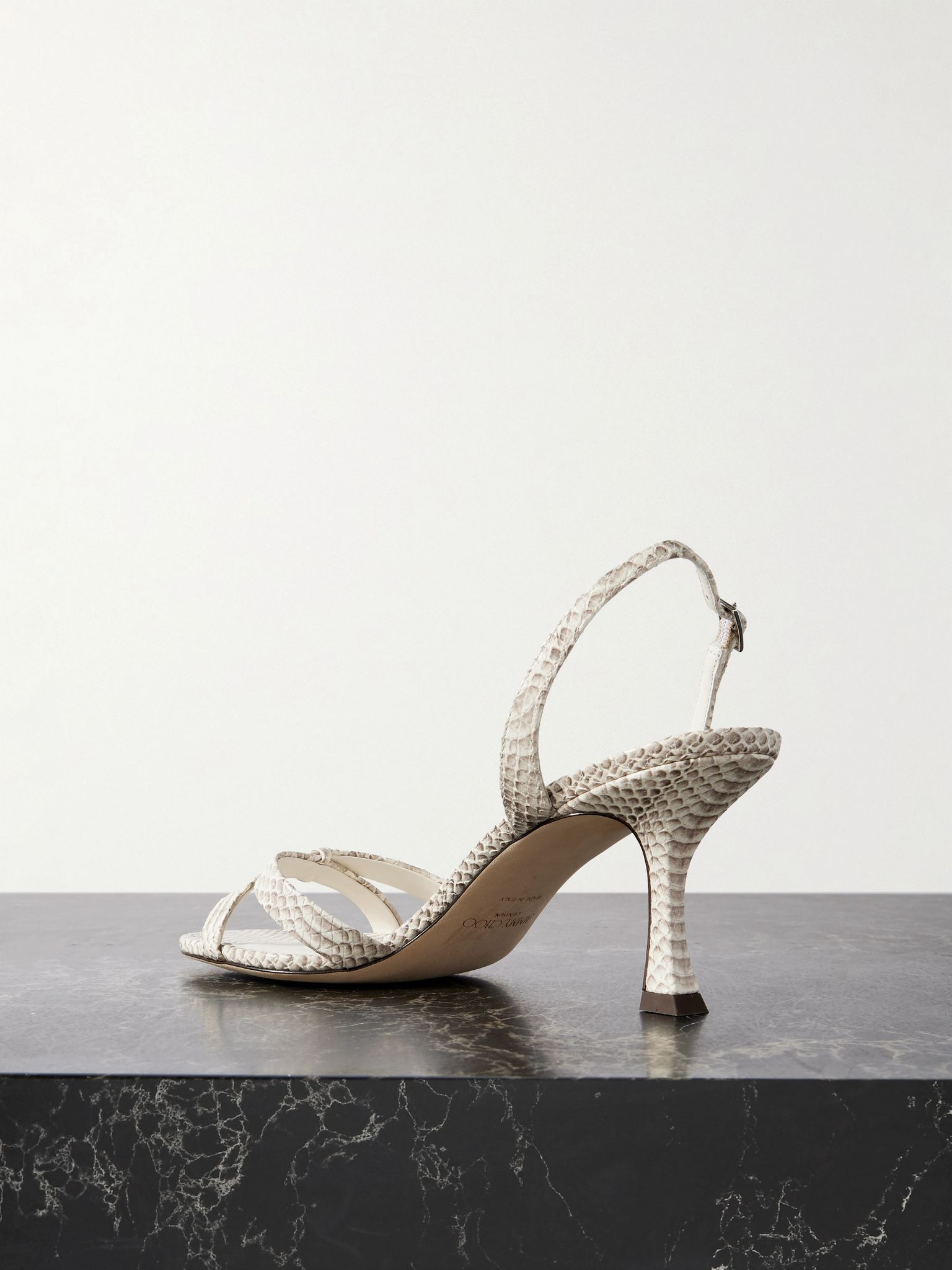 Elsy 70 snake-effect leather slingback sandals Snake print - 3