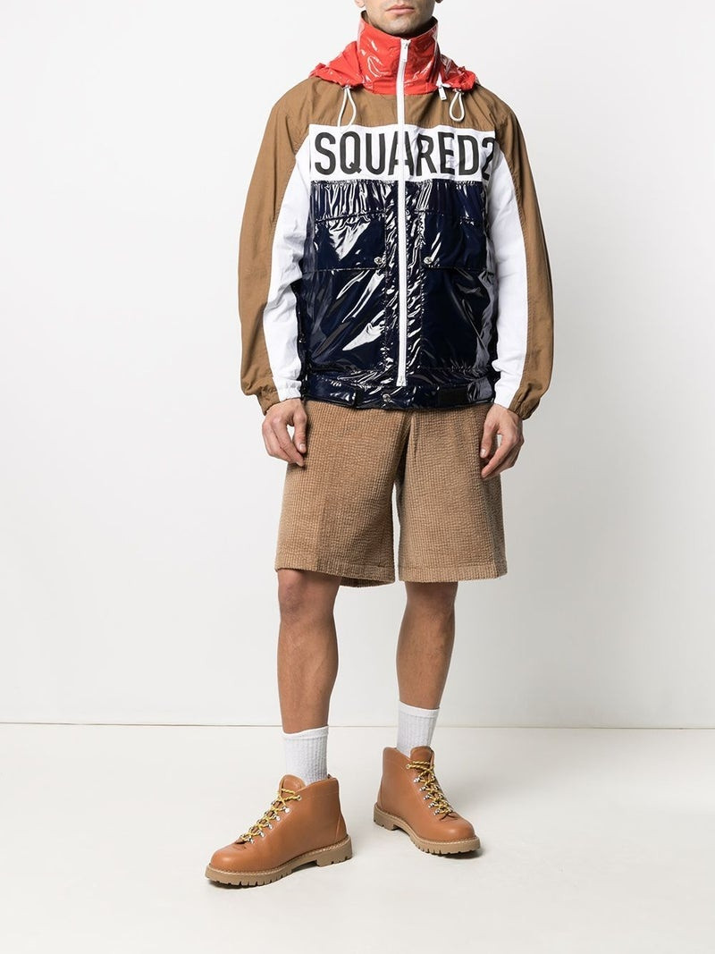 DSQUARED2 DSQUARED2 Logo-print colour-block windbreaker Brown outlook