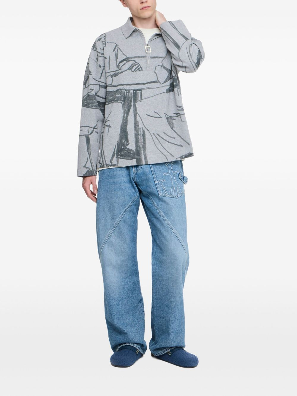 half-zip illustration sweatshirt - 2