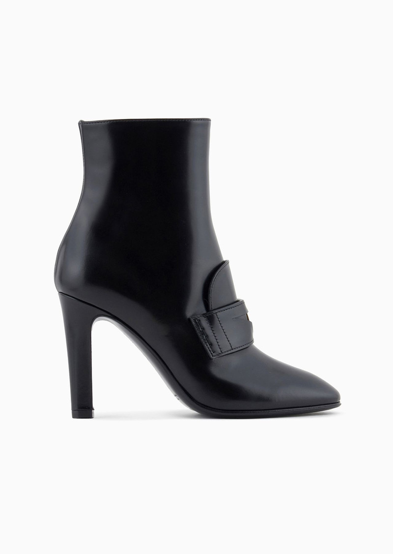 Brushed leather heeled ankle boots 1