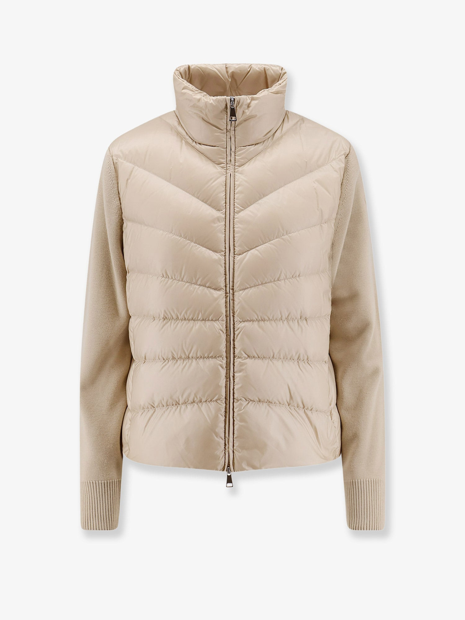 Nylon Down Jacket With Wool Sleeves - 1