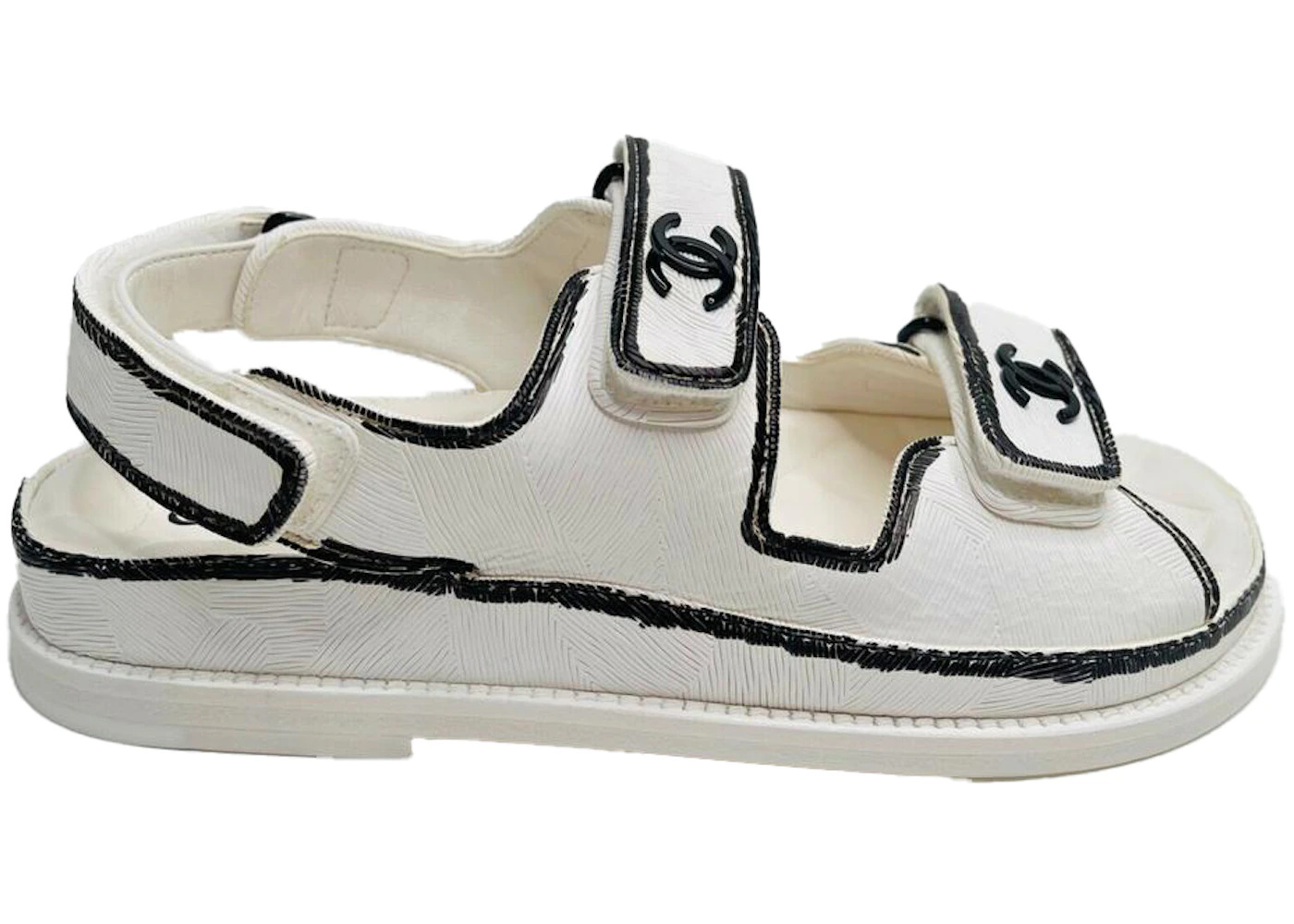 Chanel Dad Sandals White Leather - 1