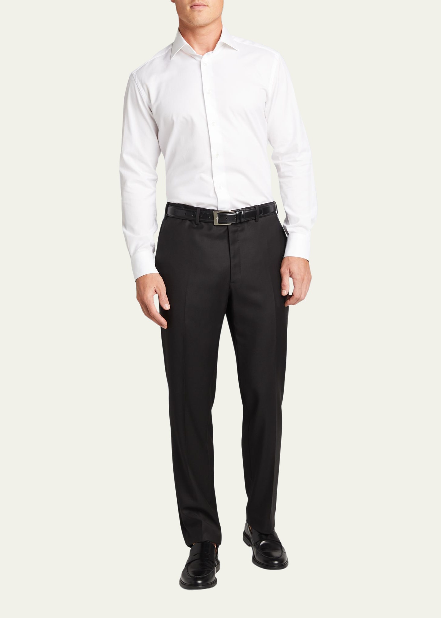 Men's Solid Wool Trousers - 2