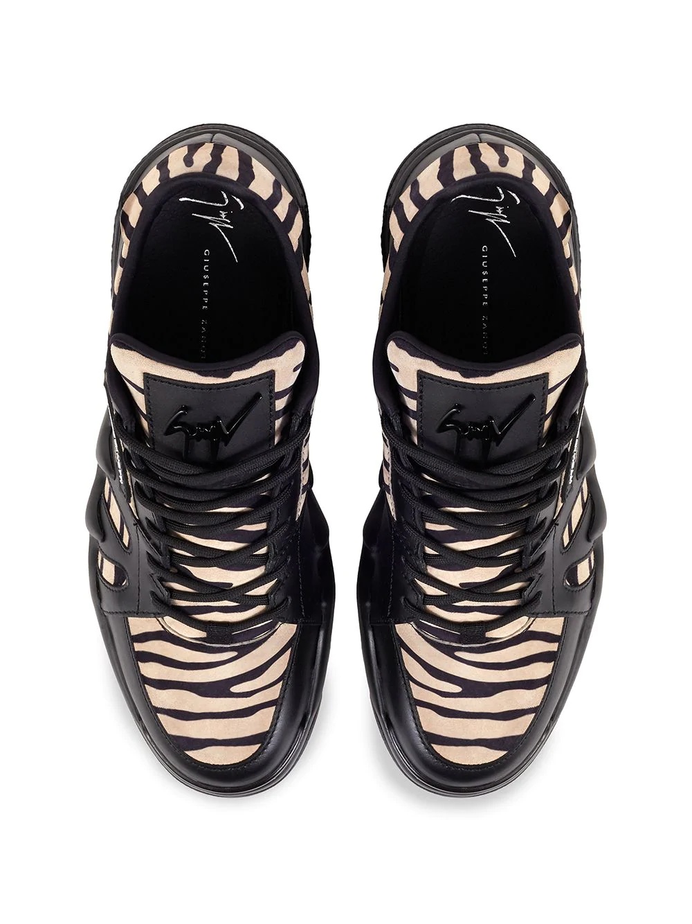 two-tone lace-up trainers - 4