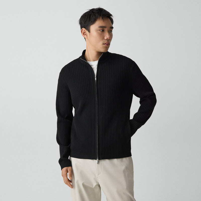 Ribbed Full-Zip Cardigan in Light Bilen 3
