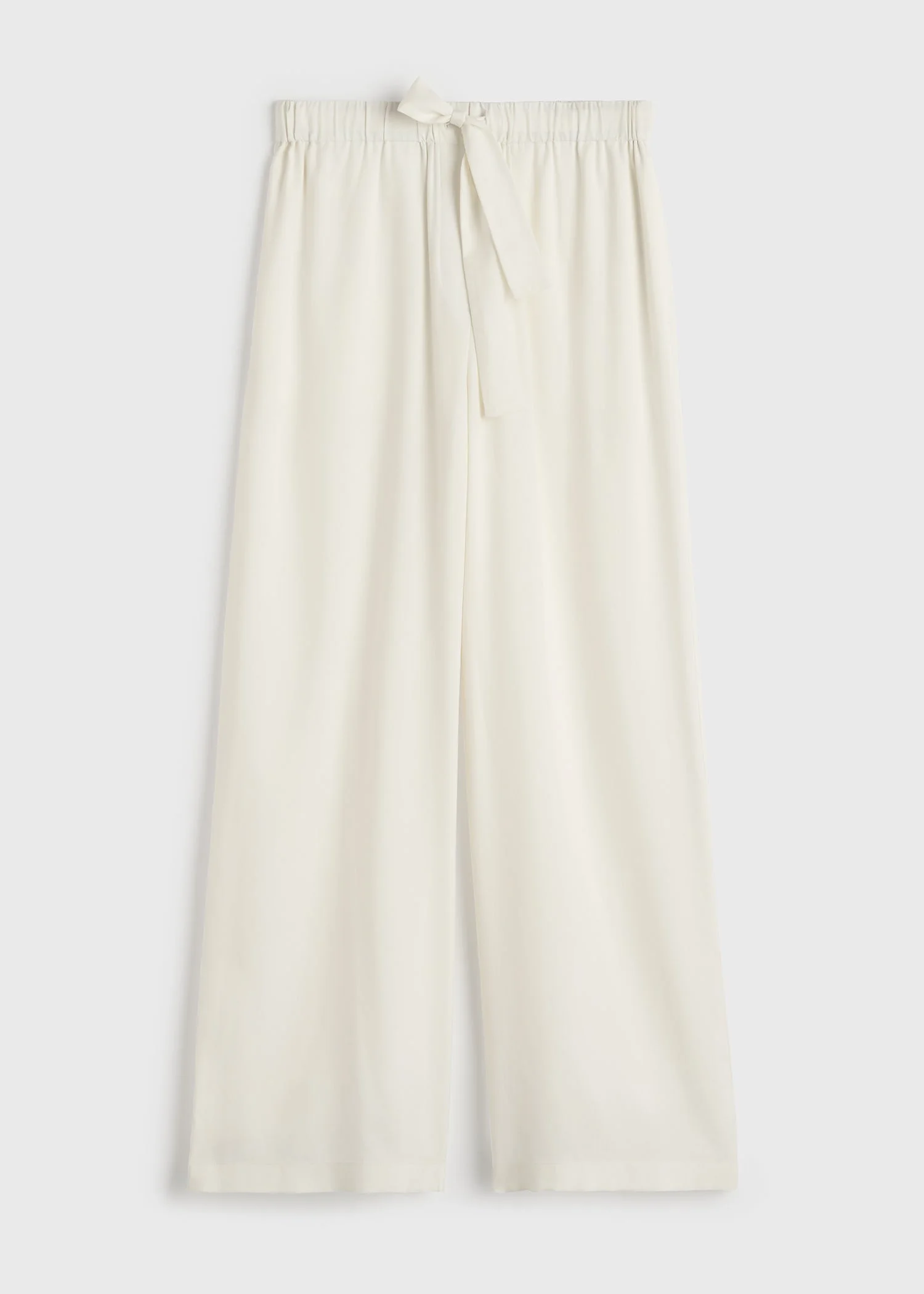 Piped silk trousers off-white - 1