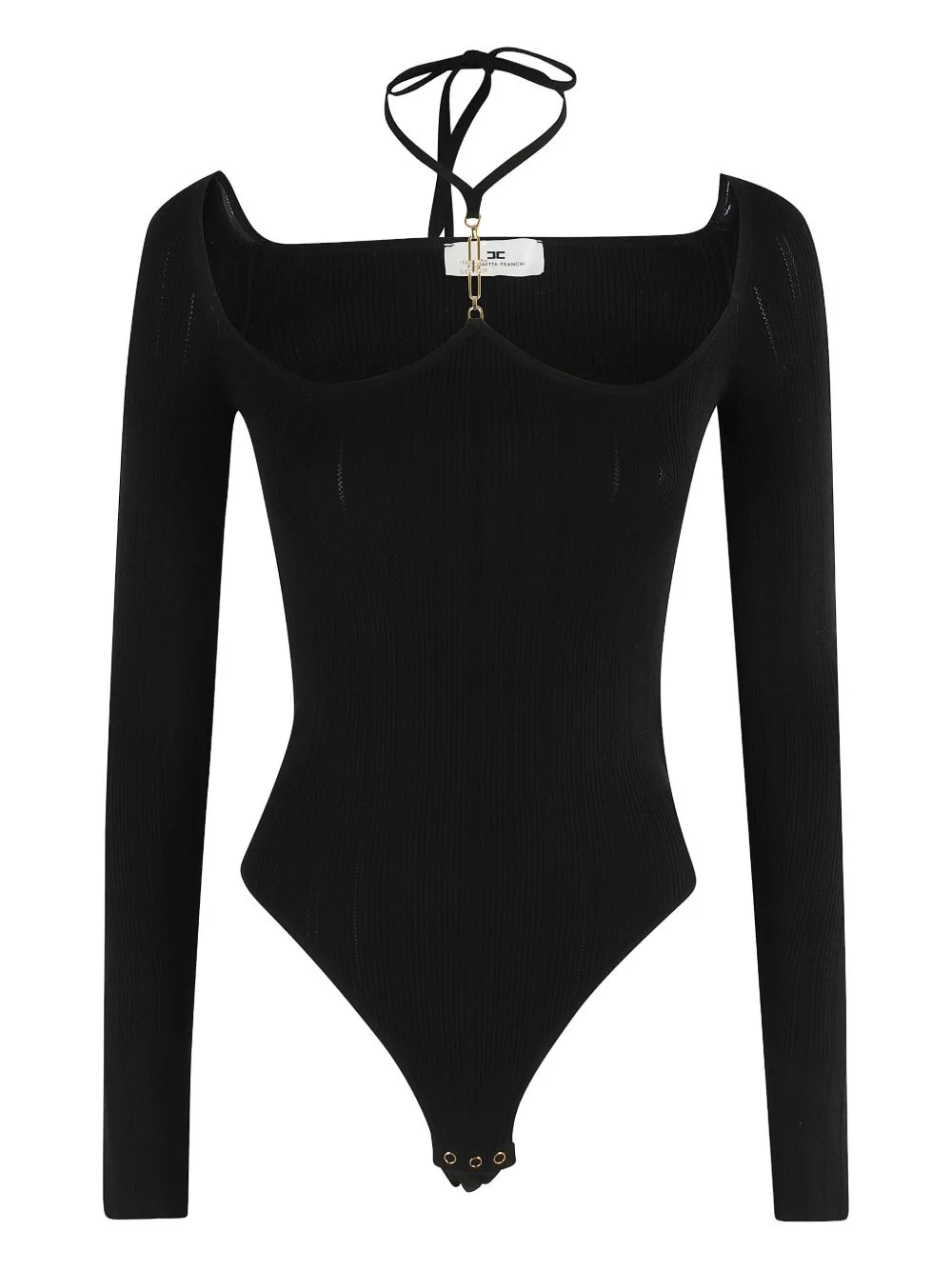 chain-neck ribbed bodysuit - 1